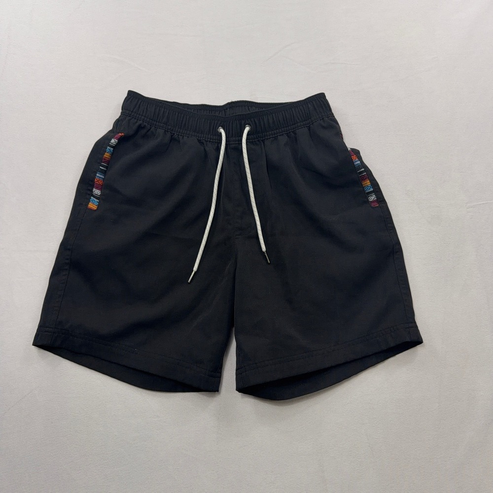 Wowie Shorts Everyday Patterned Trim Elastic Waist Black‎ Mens Small